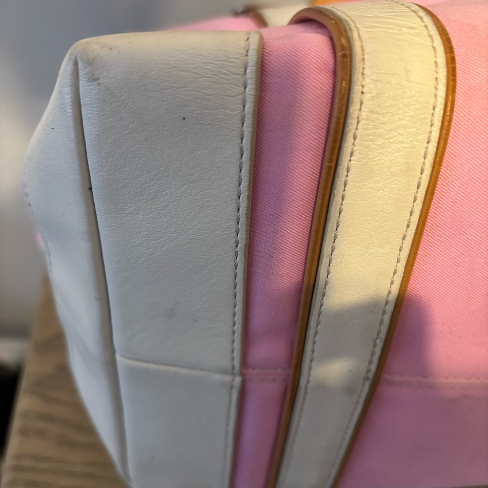 Vintage Y2K Coach Pink Canvas Hampton Spring Travel Tote Leather Trim - Picture 10 of 11